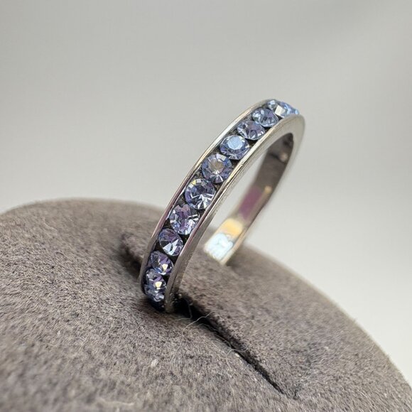 VTG Seta Sterling Silver 925 Blue CZ Channel Set Statement Ring Size 6 - Picture 8 of 13